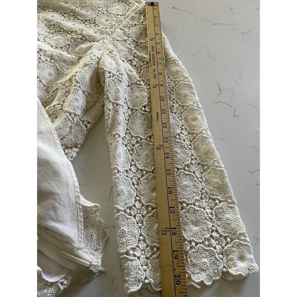 Talbots Lace Eyelet Crochet Top Size 16 Beige Lined Coquette Cottagecore Career - Picture 13 of 13